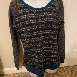 Women’s Miss Me sweater, size small, gorgeous gold threading